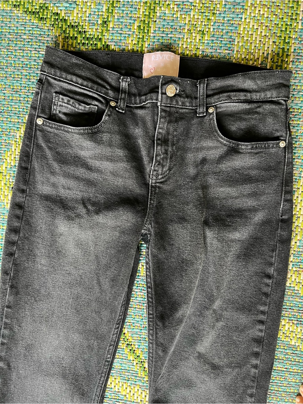 REVICE Black Jeans Mid Rise Straight Leg